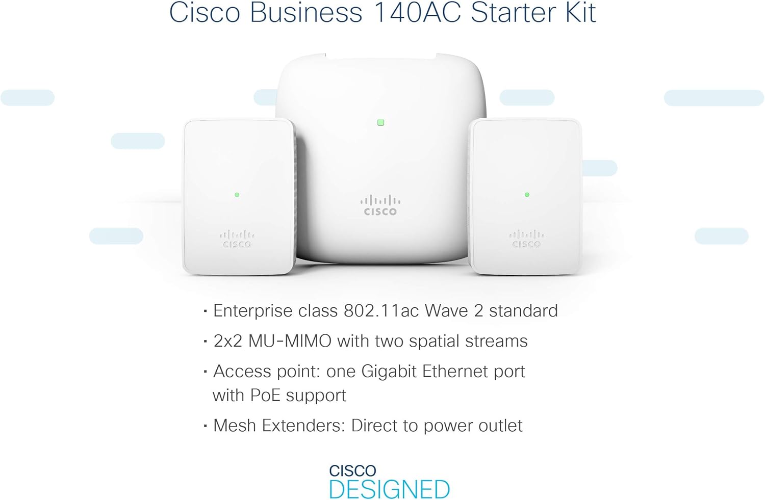Cisco Business 145AC 802.11ac 2x2 Wave 2 Access Point 4 GbE Ports One PoE - Wall Plate, Limited Lifetime Protection (CBW145AC-E)