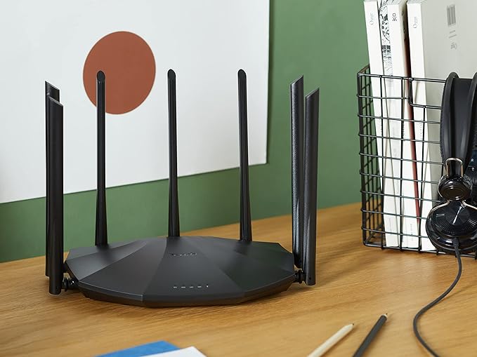 Tenda AC23 AC2100 Smart WiFi Router - Dual Band Gigabit Wireless (up to 2033 Mbps), 1400 sq ft Coverage for Large Home, Parental Control, 4X4 MU-MIMO, 7 * 6dBi External Antennas, Alexa Compatible