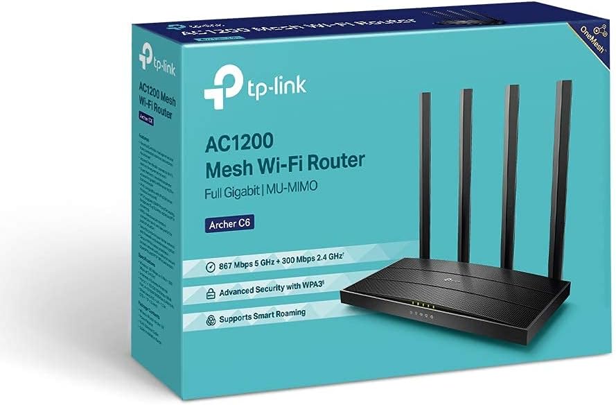 TP-Link AC1200 Wireless Dual Band Full Gigabit Wi-Fi Router, Wi-Fi Speed Up to 867 Mbps/5 GHz + 300 Mbps/2.4 GHz, 4+1 Gigabit Ports, Dual-Core CPU, Paren