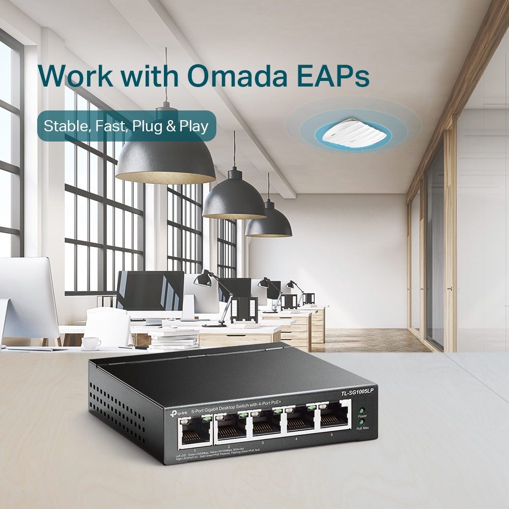TL-SG1005LP 5-Port Gigabit Desktop Switch with 4-Port PoE+