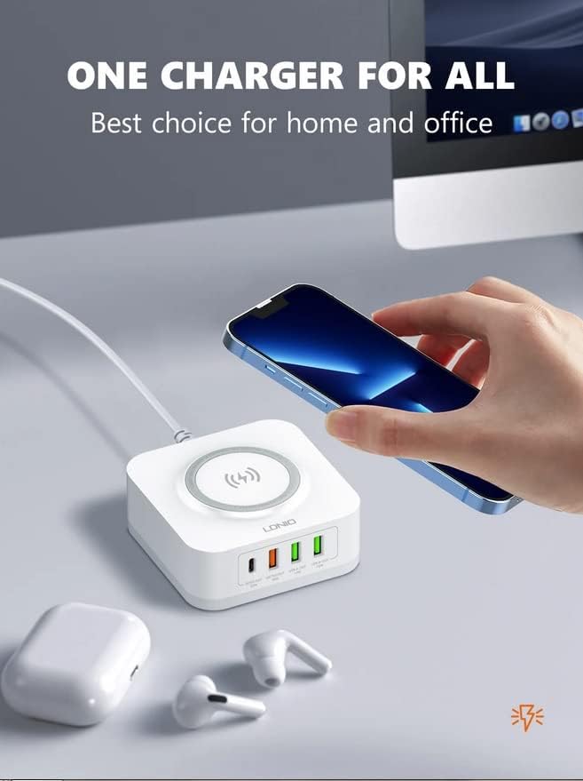 AW004 ldnio Desktop Wireless Charging Station AW004 32w usbx4 output wireless output 15w