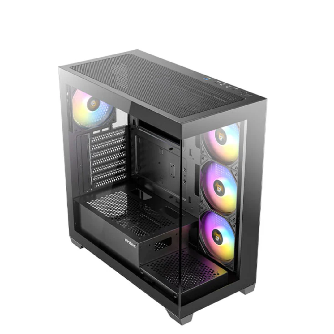  Antec CX300 ARGB Black + Antec Atom V650 650 Watts Non-Modular Gaming Power Supply with Panoramic 270 Degree View, Vertical Cooling, 4X 120mm Pre Installed RGB Fans, 420mm GPU Support, Atx Mid Tower Gaming Cabinet