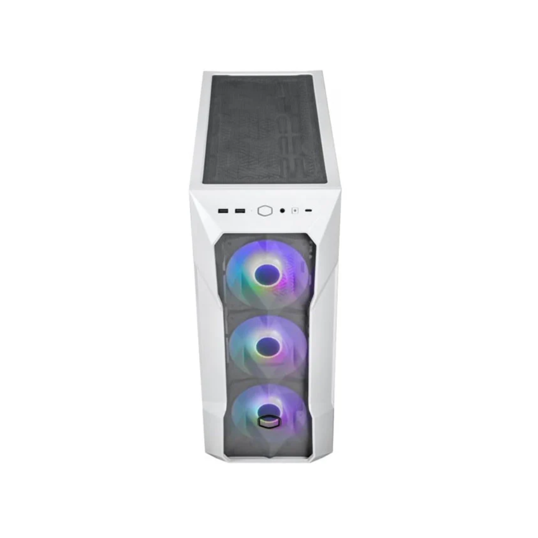 Cooler Master MasterBox TD500 Mesh V2 - E-ATX Mid-Tower PC Case with Tessellated Mesh, 3 x 120mm Pre-Installed ARGB Fans, Removable Top Panel, Tempered Glass Side Panel, USB Type-C 10Gbps - White