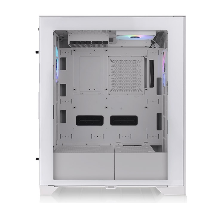Thermaltake Torre completa CTE T500 TG ARGB Snow E-ATX con diseño de eficiencia térmica centralizada; ventiladores CT140 ARGB blancos de 0.118 x 5.512 in preinstalados; panel frontal y lateral de