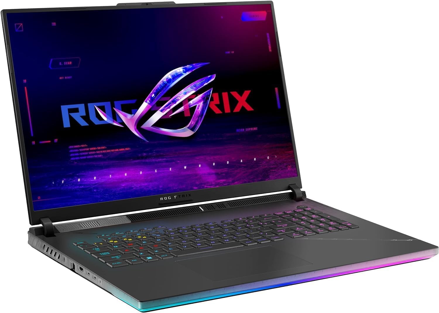 ASUS ROG Strix SCAR 18( G834JYR-R6041W) Gaming Laptop Core i9-14900HX 24 Cores – 32GB DDR5 5600MHz – 2TB SSD – RTX4090 16GB – 18″ QHD+ Mini LED 240Hz 100% DCI-P3 1100nits – Win11 (90NR0IP2-M001P0)