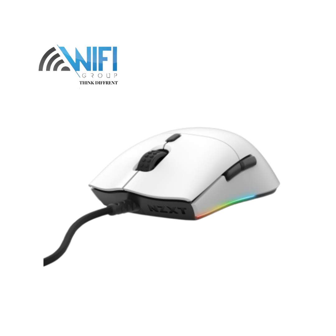 NZXT Lift - MS-1WRAX-WM - PC Gaming Mouse - Lightweight Ambidextrous Mouse - High-end PixArt 3389 Optical Sensor - 16k Resolution - RGB Lighting - Low-Drag Cable - White