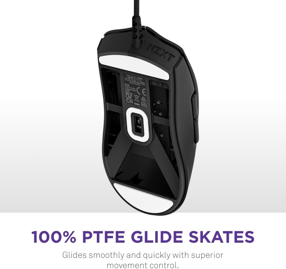 NZXT Lift 2 Symm | Lightweight Symmetrical Wired Gaming Mouse | Lightweight 58 g Design | 8K Polling Rate | Optical Switches | 26K DPI Optical Sensor | 100% PTFE Feet | Black