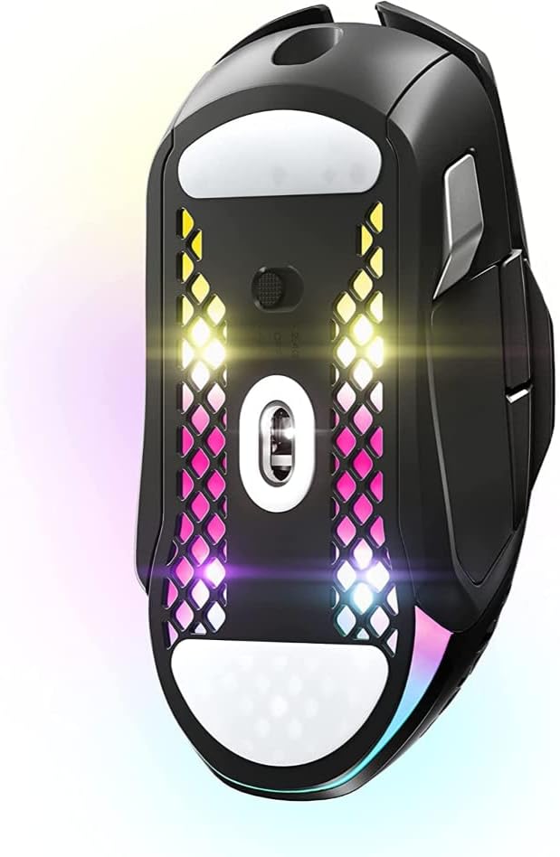 SteelSeries Aerox 5 Wireless Gaming Mouse Ultra Lightweight 74g 9 Buttons Bluetooth/2.4 GHz 180 Hr Battery IP54 Water Resistant PC/MAC FPS, MOBA, Battle Royale, Black