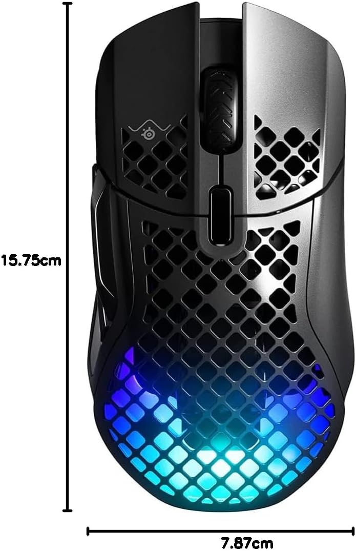 SteelSeries Aerox 5 Wireless Gaming Mouse Ultra Lightweight 74g 9 Buttons Bluetooth/2.4 GHz 180 Hr Battery IP54 Water Resistant PC/MAC FPS, MOBA, Battle Royale, Black