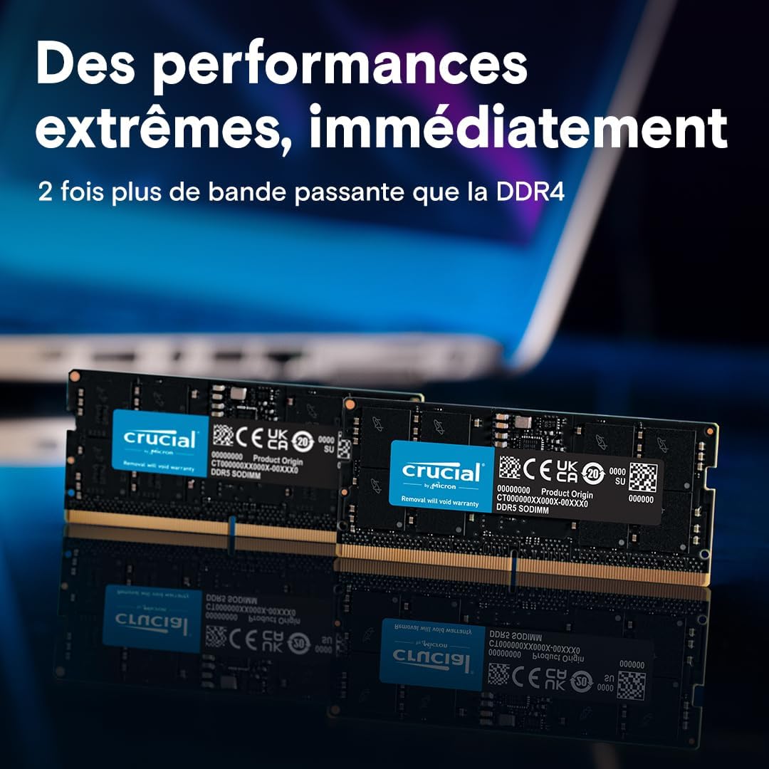Crucial 32GB DDR5 4800MHz CL40 Laptop Memory CT32G48C40S5