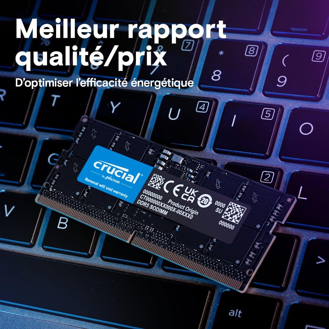 Crucial 32GB DDR5 4800MHz CL40 Laptop Memory CT32G48C40S5