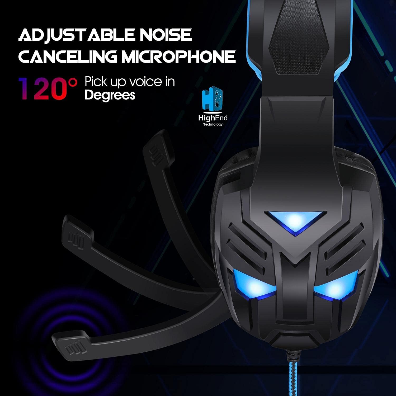 Gamenote HV-2229D TRANSFORMERS BLUE LED Gaming Headset With Foldable Microphone