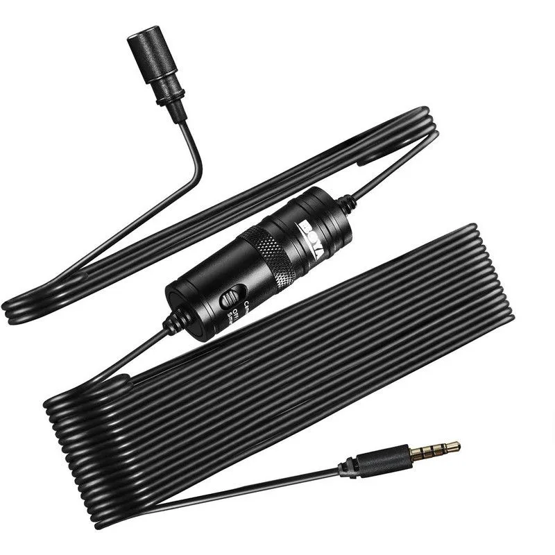 Boya By-M1 lavalier microphone with windshield for smartphones and cameras - black