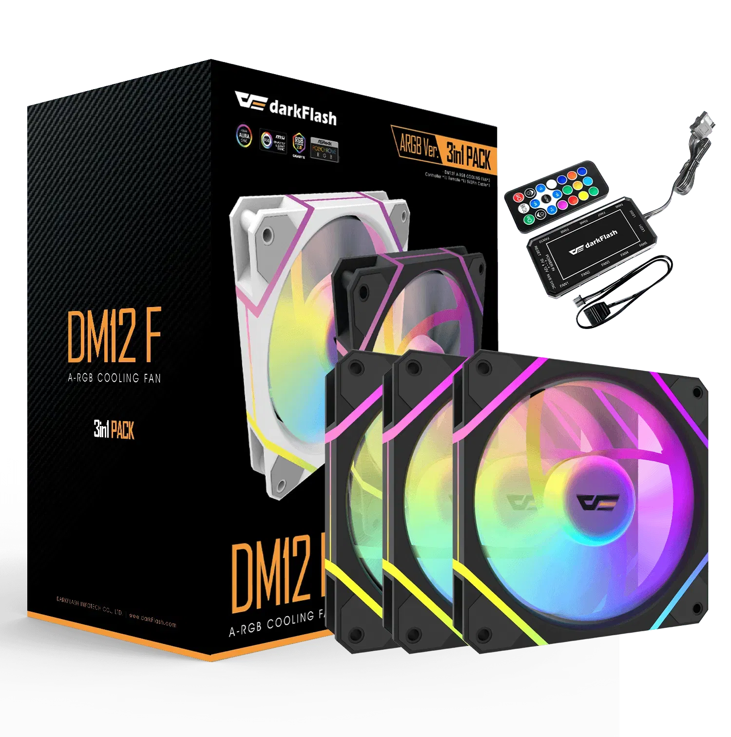 DARKFLASH D275M WITH 3 ARGB FANS BLACK