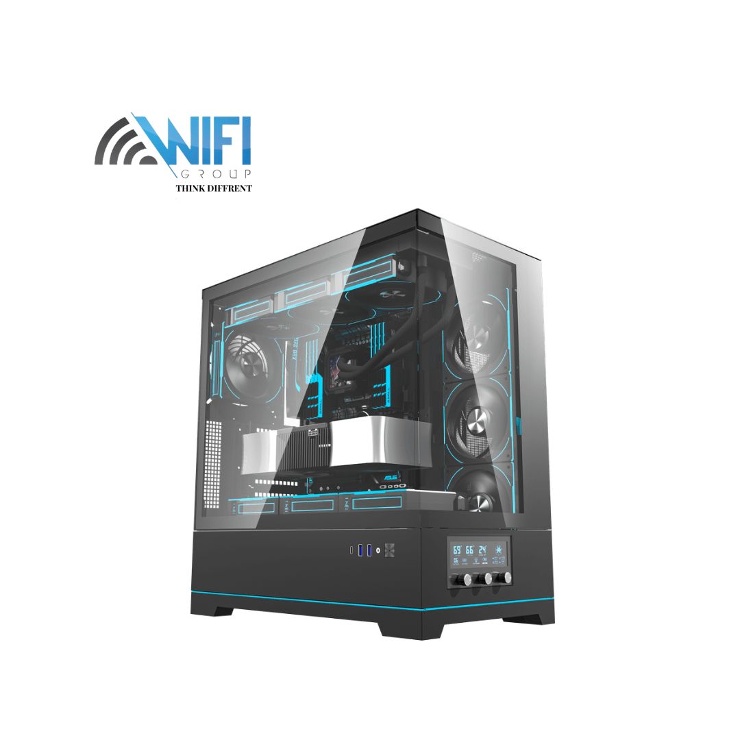 DARKFLASH DY451 BLACK WITH 4*CYAN FANS