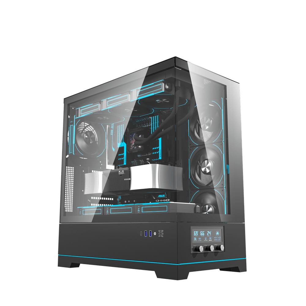 DARKFLASH DY451 BLACK WITH 4*CYAN FANS