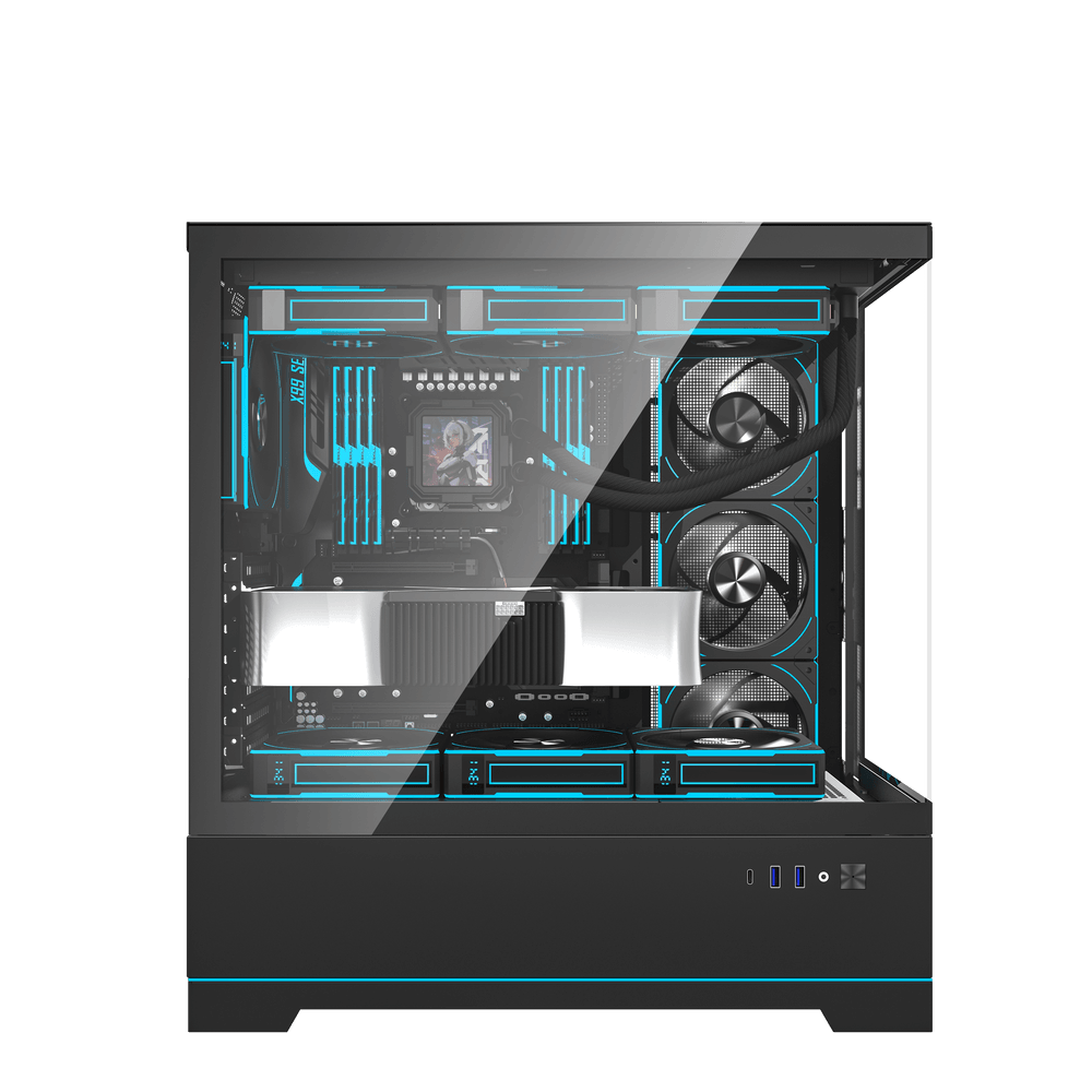 DARKFLASH DY451 BLACK WITH 4*CYAN FANS