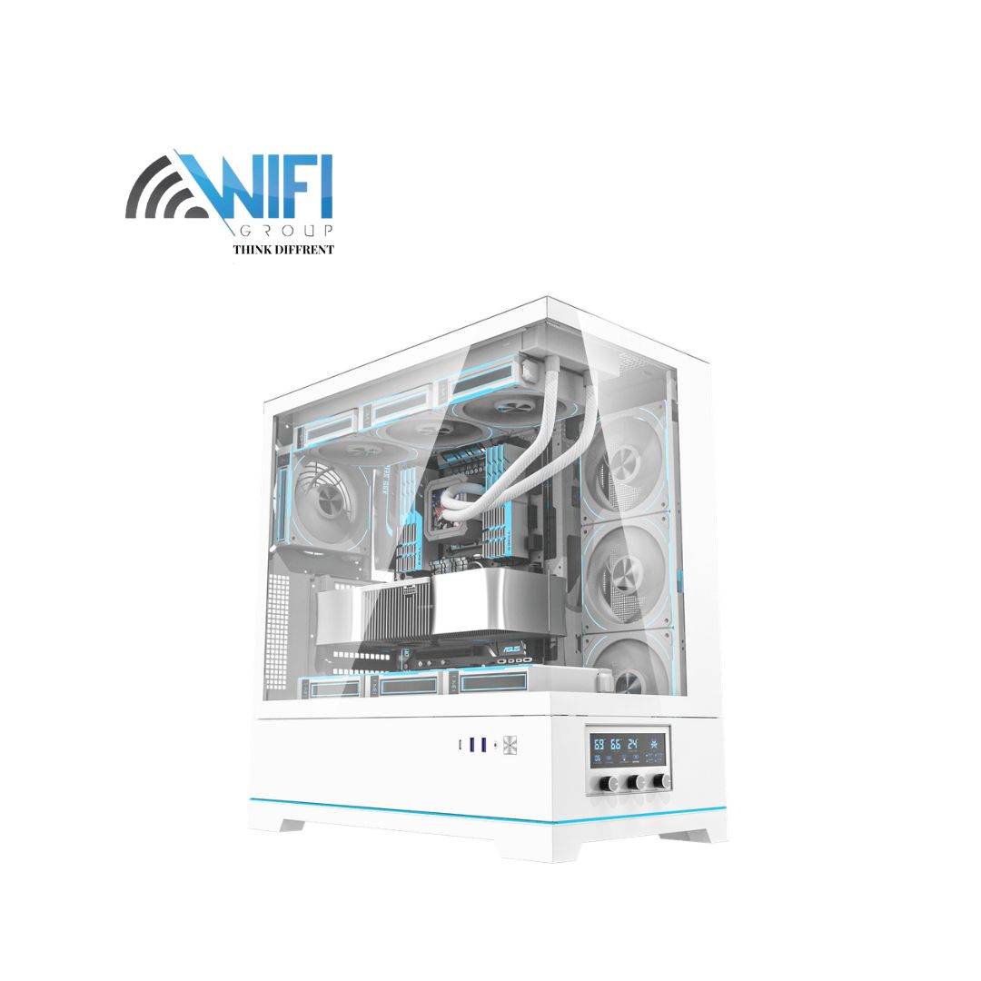 DARKFLASH DY451 WHITE WITH 4*CYAN FANS