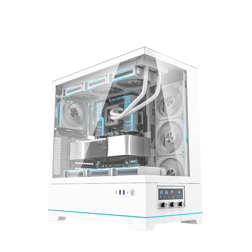 DARKFLASH DY451 WHITE WITH 4*CYAN FANS