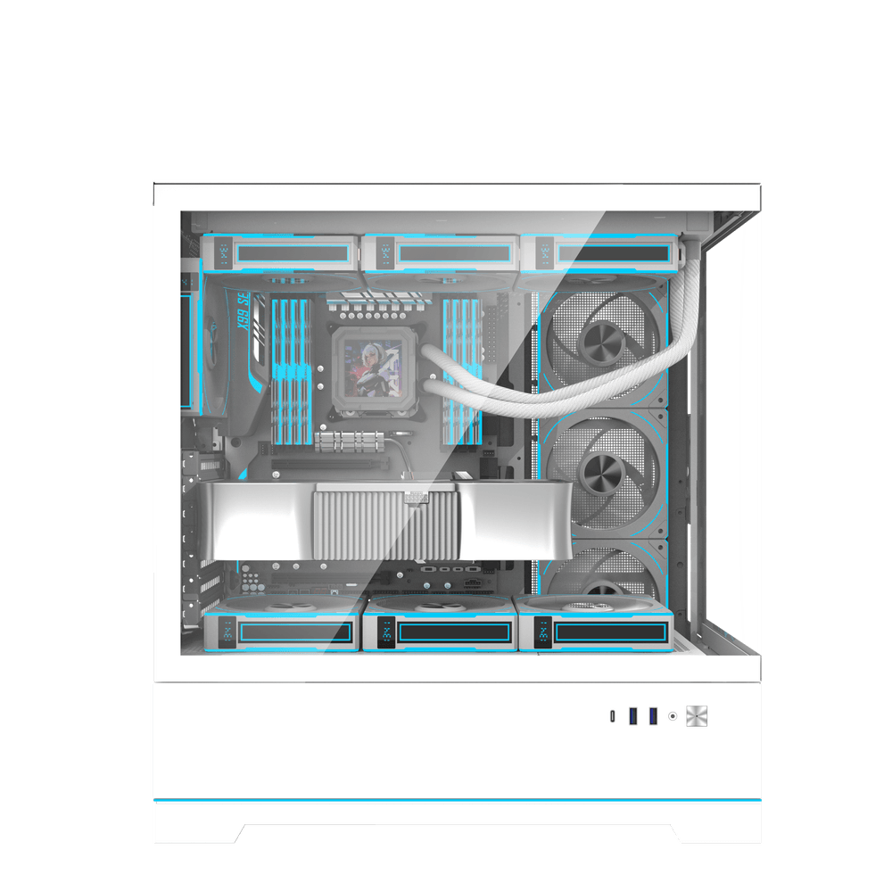 DARKFLASH DY451 WHITE WITH 4*CYAN FANS