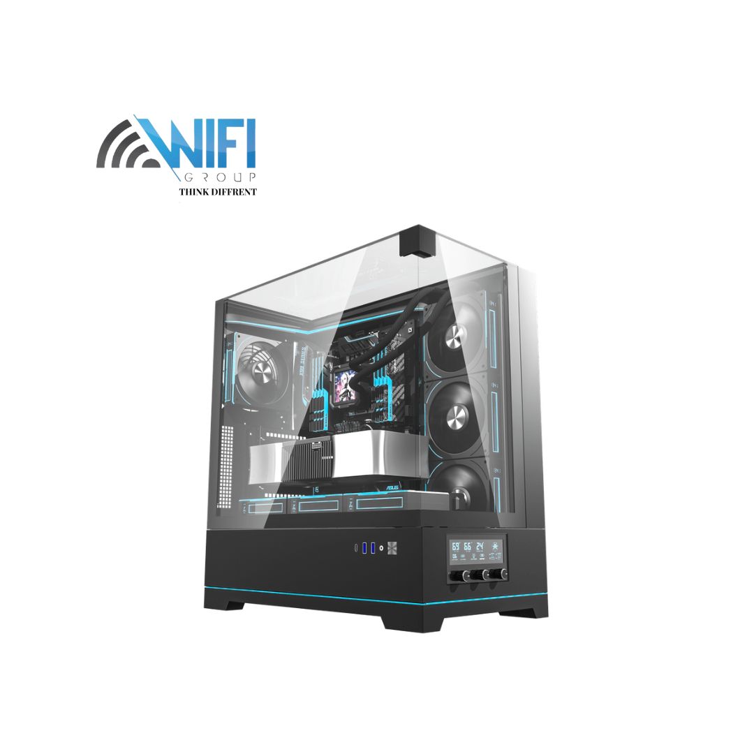 DARKFLASH DY450 BLACK WITH 4*CYAN FANS