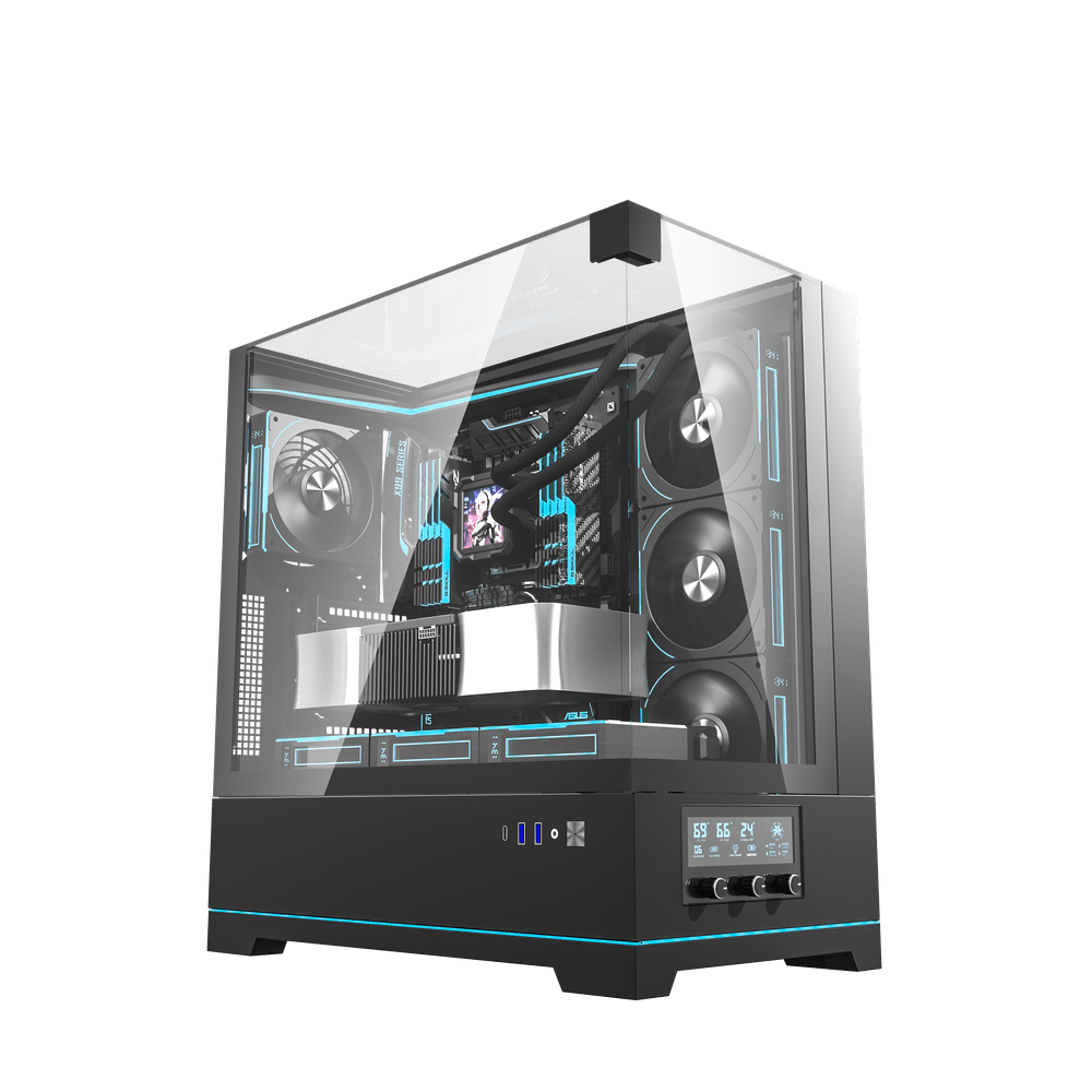DARKFLASH DY450 BLACK WITH 4*CYAN FANS