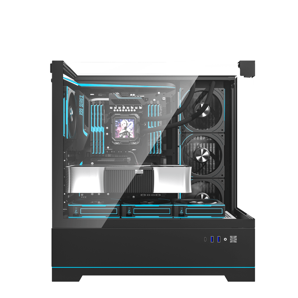 DARKFLASH DY450 BLACK WITH 4*CYAN FANS