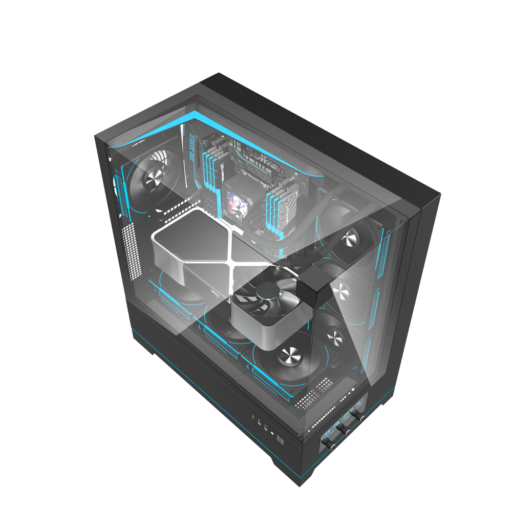 DARKFLASH DY450 BLACK WITH 4*CYAN FANS