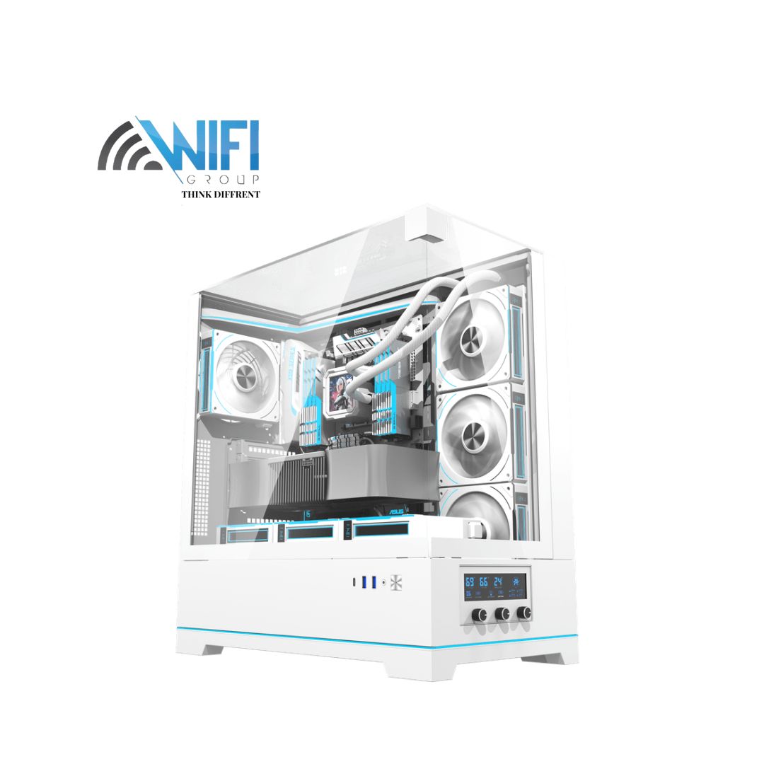 DARKFLASH DY450 WHITE WITH 4*CYAN FANS