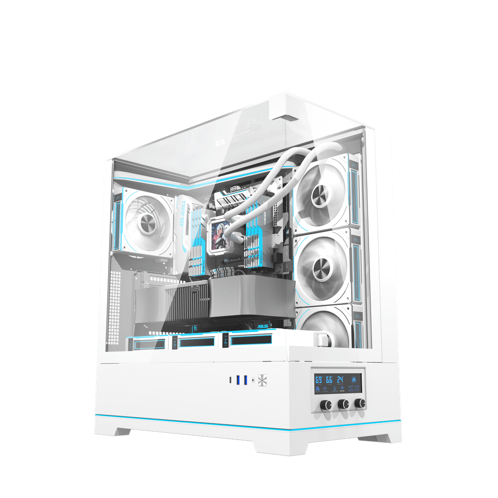 DARKFLASH DY450 WHITE WITH 4*CYAN FANS