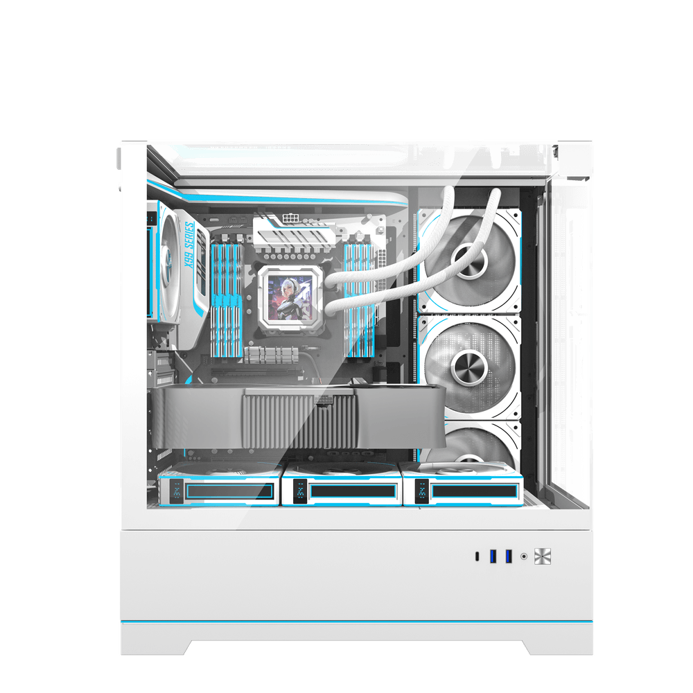 DARKFLASH DY450 WHITE WITH 4*CYAN FANS
