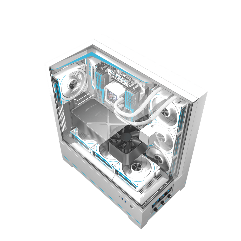 DARKFLASH DY450 WHITE WITH 4*CYAN FANS