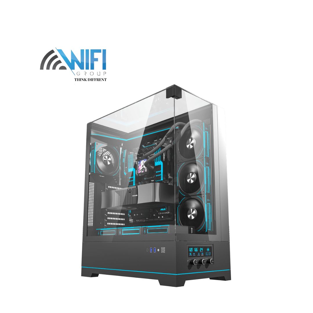 DarkFlash DY450L BLACK WITH 4*CYAN FANS