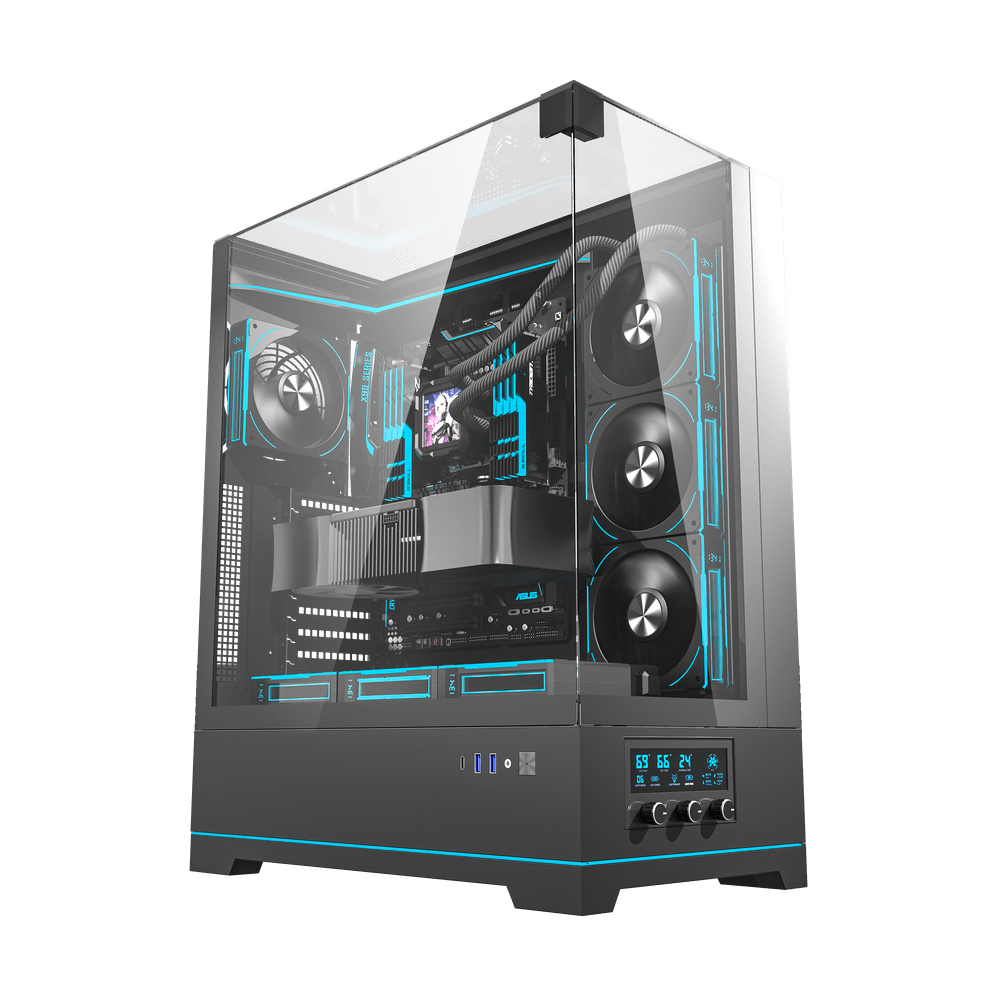 DarkFlash DY450L BLACK WITH 4*CYAN FANS