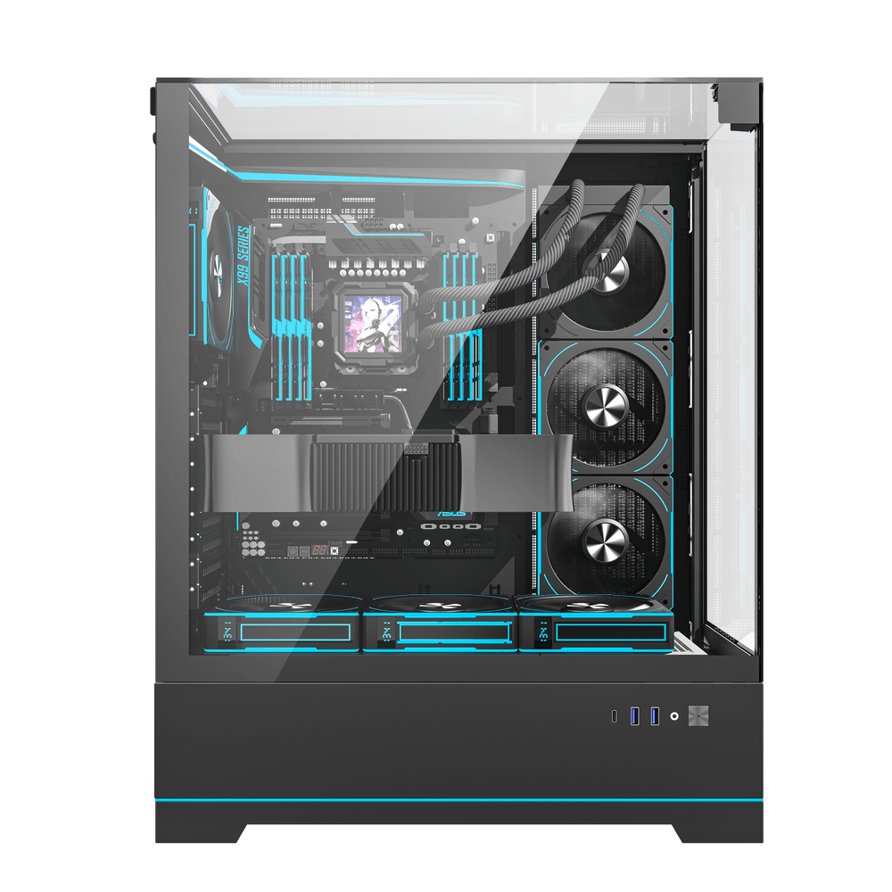 DarkFlash DY450L BLACK WITH 4*CYAN FANS