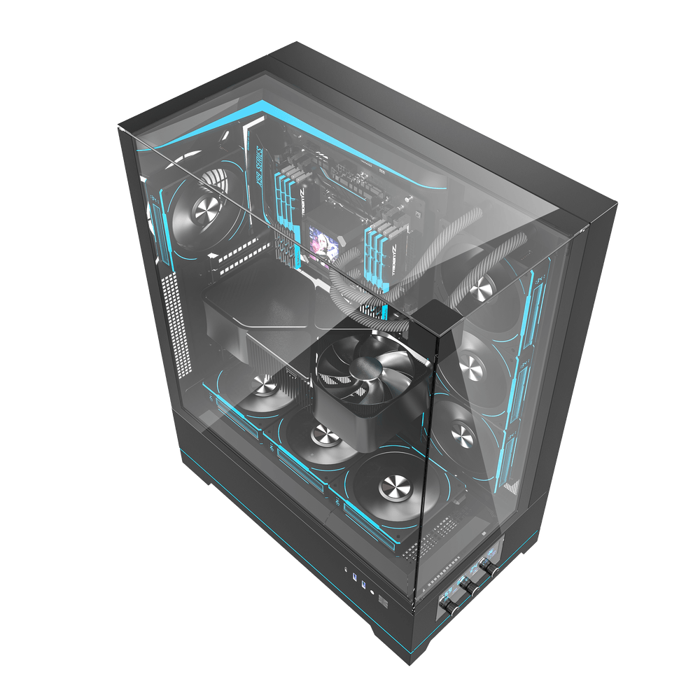 DarkFlash DY450L BLACK WITH 4*CYAN FANS