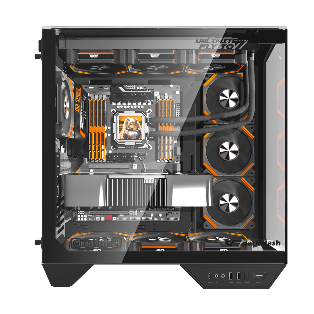 DARKFLASH DY470 BLACK WITH 4 ARGB FANS