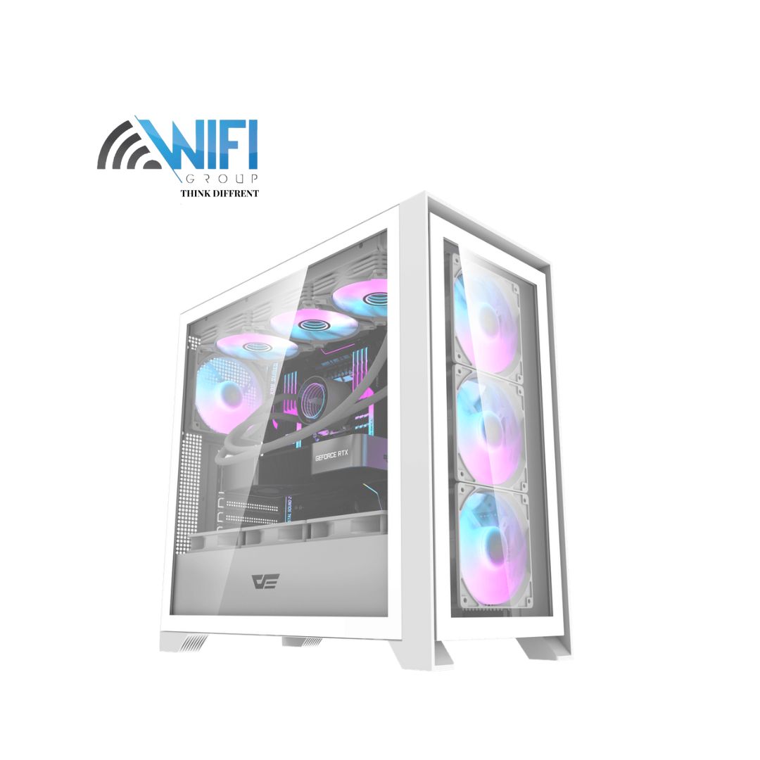 DarkFlash DRX90 Glass White ATX case with 4 ARGB fans pre-installed 