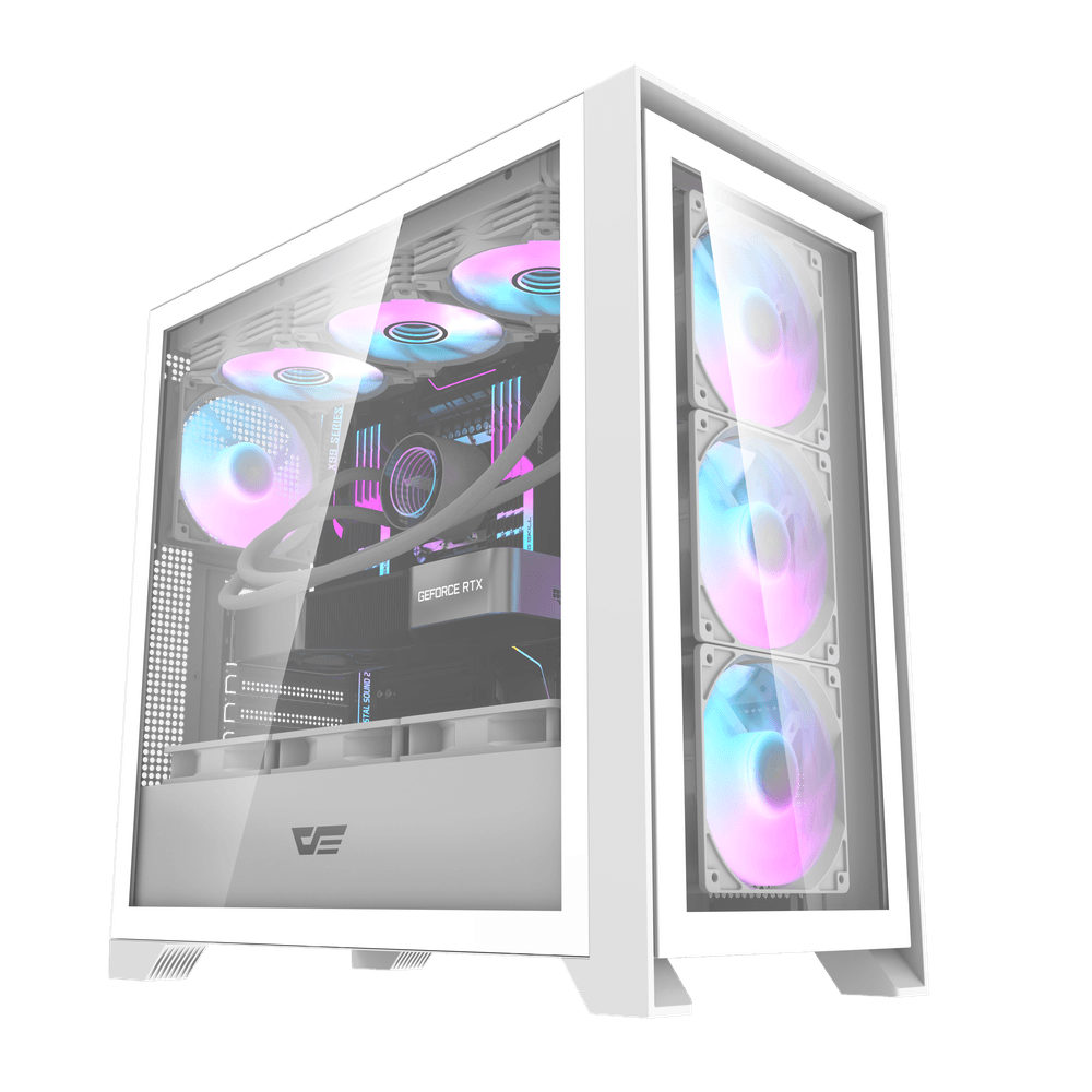 DarkFlash DRX90 Glass White ATX case with 4 ARGB fans pre-installed 