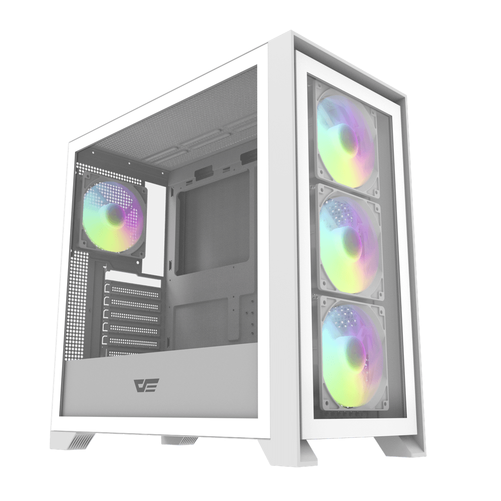 DarkFlash DRX90 Glass White ATX case with 4 ARGB fans pre-installed 