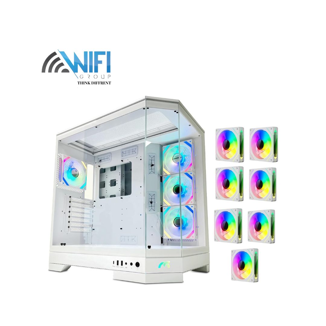 TORTOX PRISM TRIPLE GLASS CASE WITH 7 ARGB FANS PRE INSTALLED WHITE
