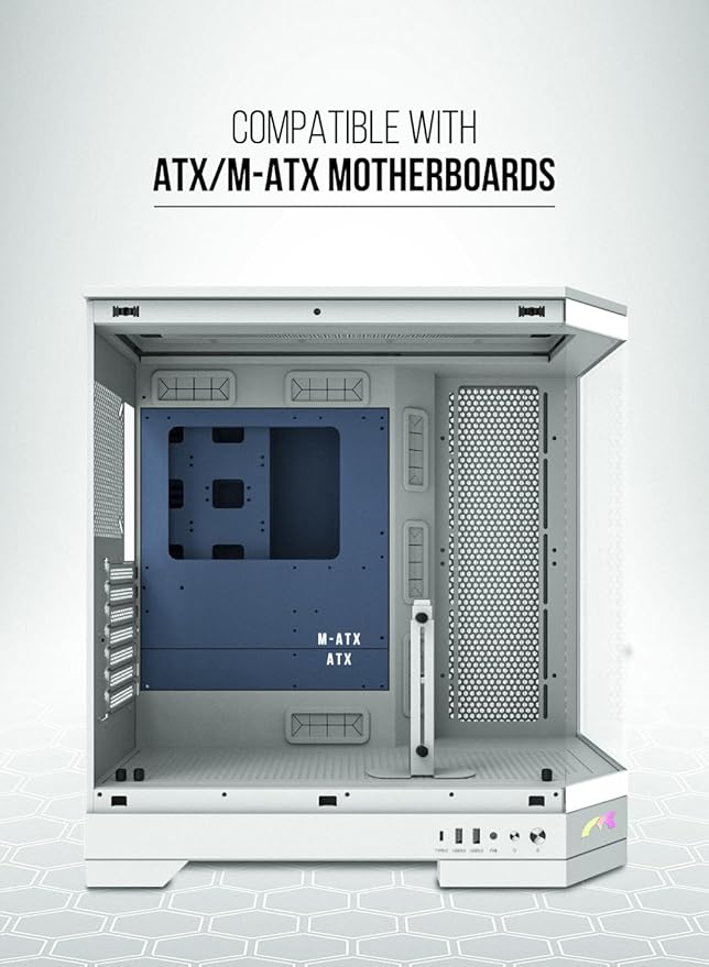 TORTOX PRISM TRIPLE GLASS CASE WITH 7 ARGB FANS PRE INSTALLED WHITE