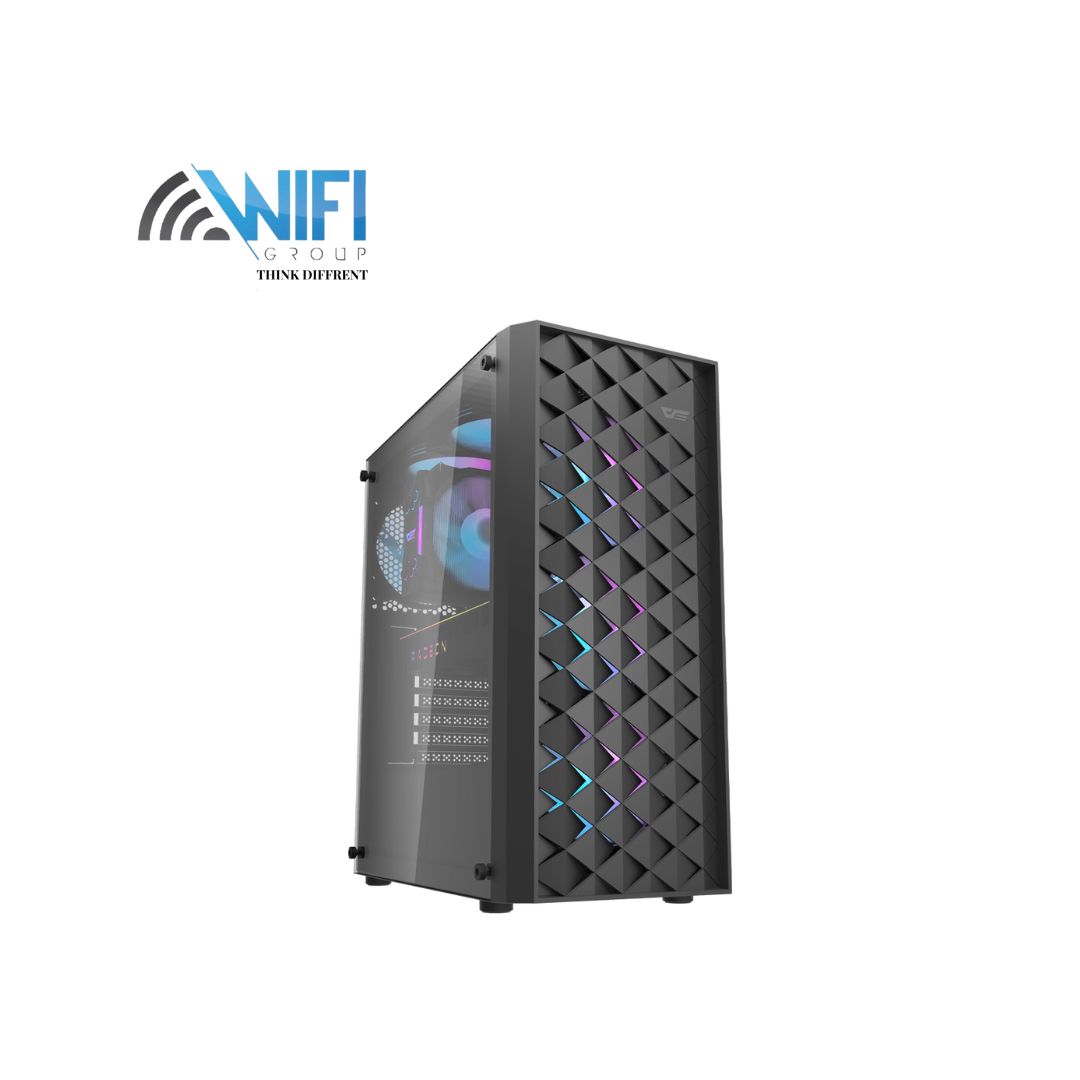 DK351 Tempered Glass ATX Case with 4 ARGB Fans Pre Installed Black