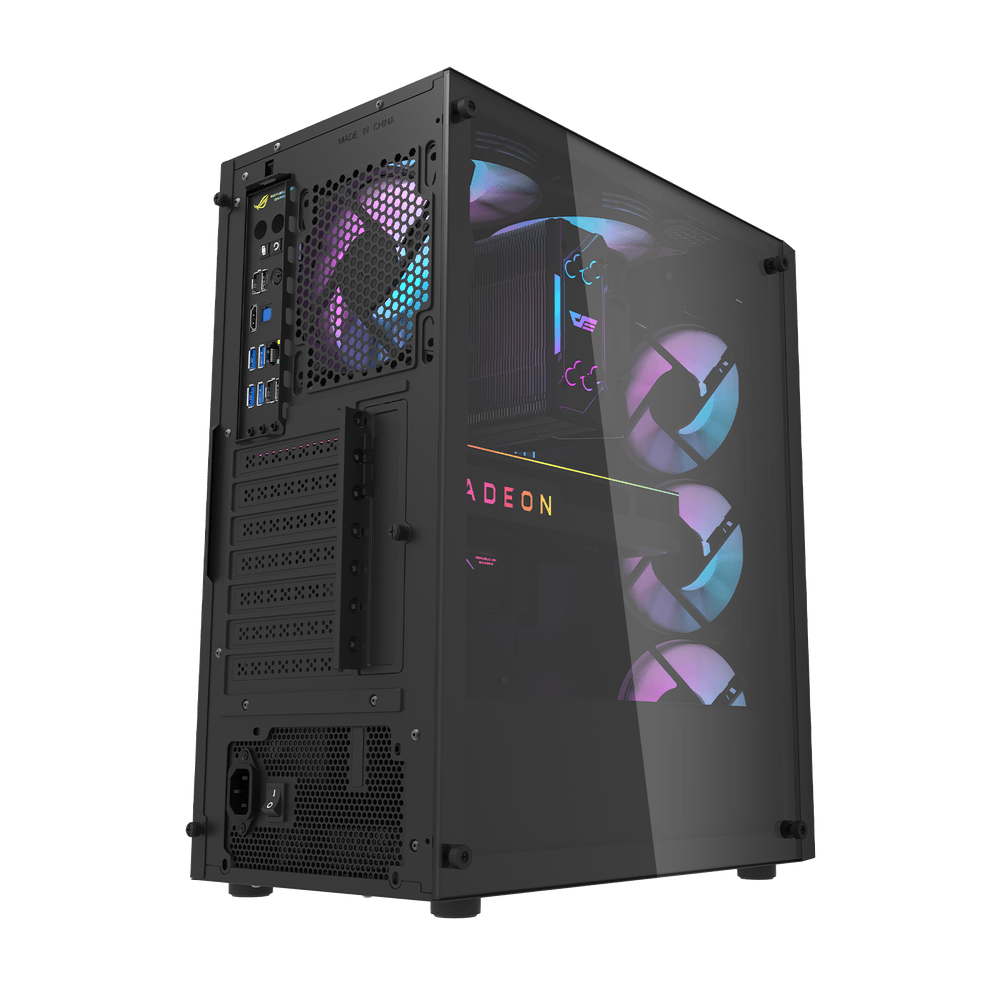 DK351 Tempered Glass ATX Case with 4 ARGB Fans Pre Installed Black