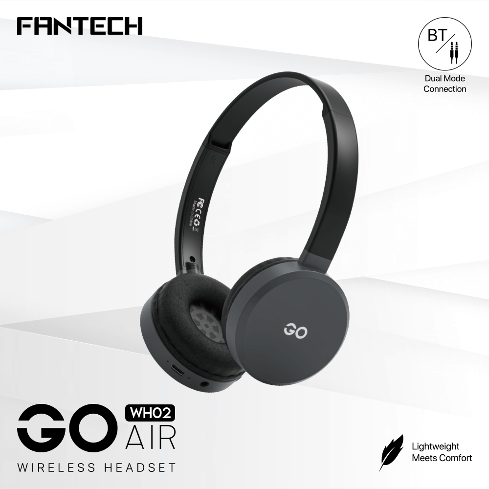  FANTECH WH02 GO AIR Bluetooth 5.0 Wireless Headphone Dual Connection - BLACK