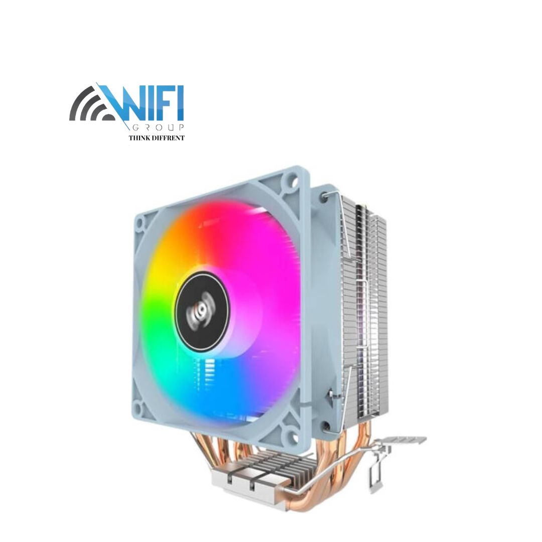 Aigo ICE 400 SE CPU Air Cooler, 1800 RPM Fan Speed, 42CFM Fan Airflow, 21.05dB Noise Level, 7 Blade Fans, RGB Lighting, 4x Copper Heat Pipes, TDP 160W, PWM Control, Blue | ICE400SE
