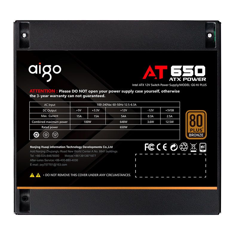 DarkFlash Aigo AT650 - 650w Bronze 80+ , Power Supply