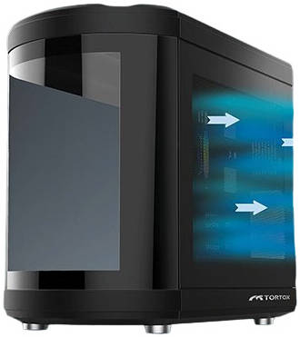Tortox Vidrio ATX Full Tower Case, 6x Pre-Installed ARGB PWM Fans, Up to 360mm Radiator Support & 9x Fan Support, Semi Curved Tempered Glass, Dust Proof Filter, SPCC Material, Black | VIDRIOB