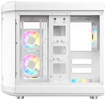 Tortox Vidrio ATX Full Tower Case, 6x Pre-Installed ARGB PWM Fans, Up to 360mm Radiator Support & 9x Fan Support, Semi Curved Tempered Glass, Dust Proof Filter, SPCC Material, White | VIDRIOW