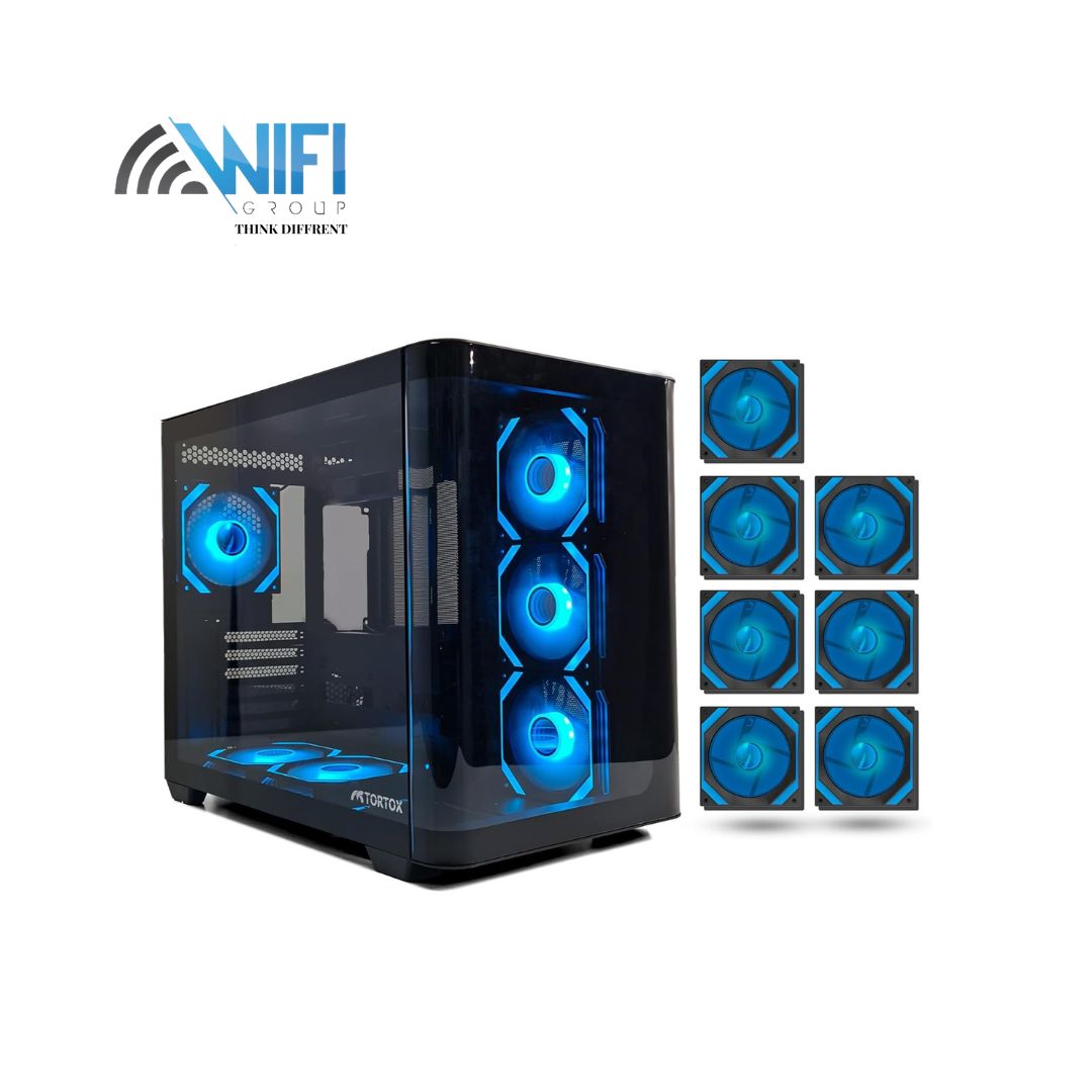 Tortox Curvo Gaming PC Case ATX/M-ATX/ITX Gaming PC Case with 7 * 120mm ARGB PWM Case Fans, 360MM Radiator Support, Type-C USB Port, 3*SSD Slot Gaming Case (Black)